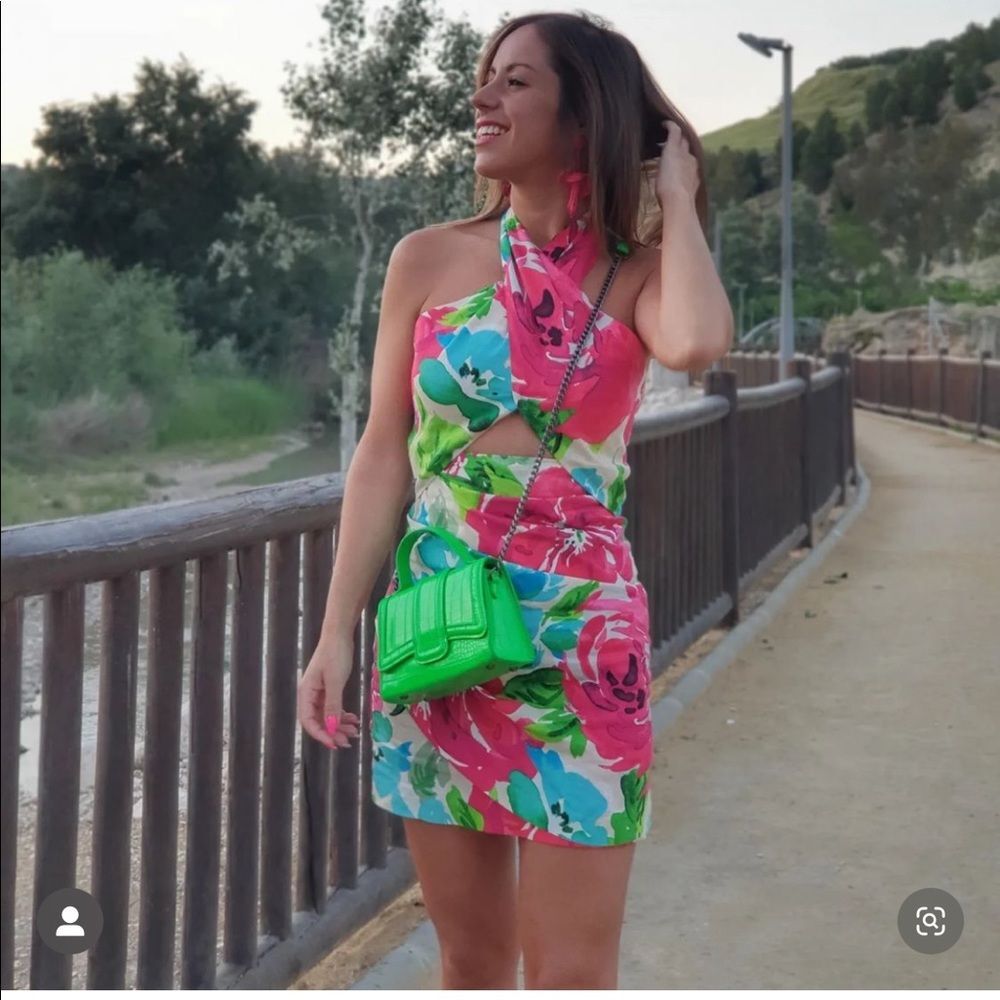 ZARA FLORAL PRINT DRESS - Picture 8 of 13